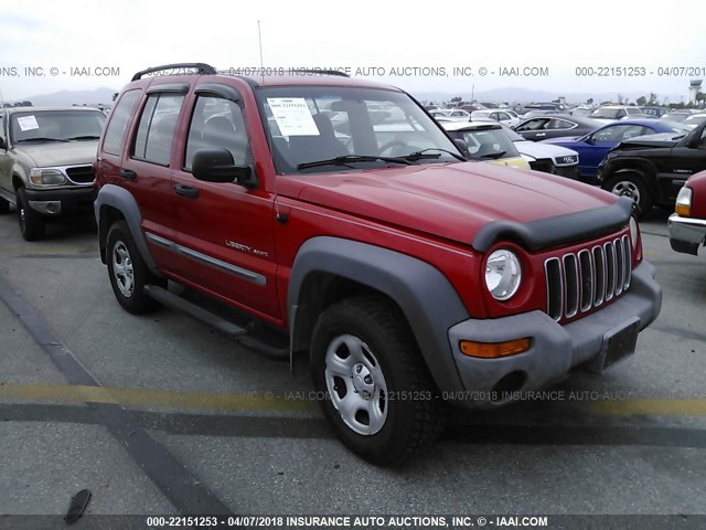 1J4GL48K52W222918 - 2002 JEEP LIBERTY SPORT RED photo 1