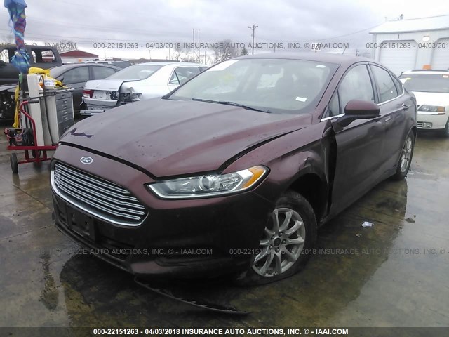 3FA6P0G73FR263946 - 2015 FORD FUSION S RED photo 2