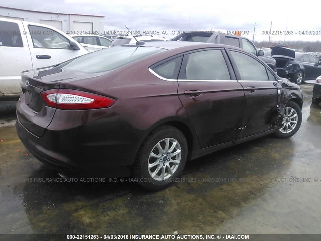3FA6P0G73FR263946 - 2015 FORD FUSION S RED photo 4