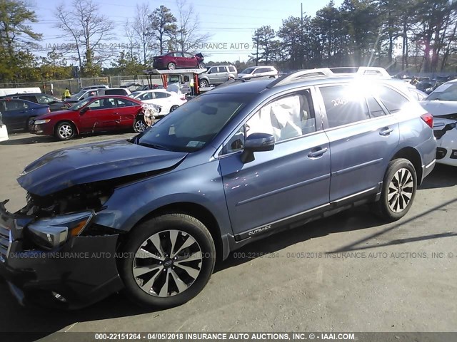 4S4BSAJC5G3346938 - 2016 SUBARU OUTBACK 2.5I LIMITED BLUE photo 2