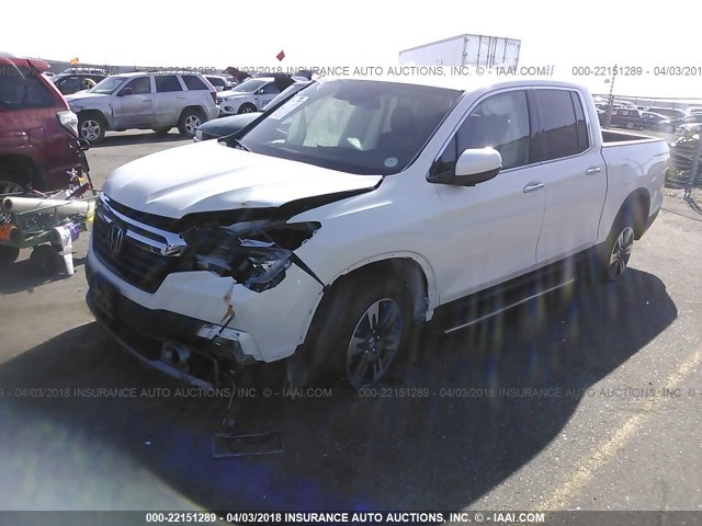 5FPYK3F76HB032555 - 2017 HONDA RIDGELINE RTL WHITE photo 2