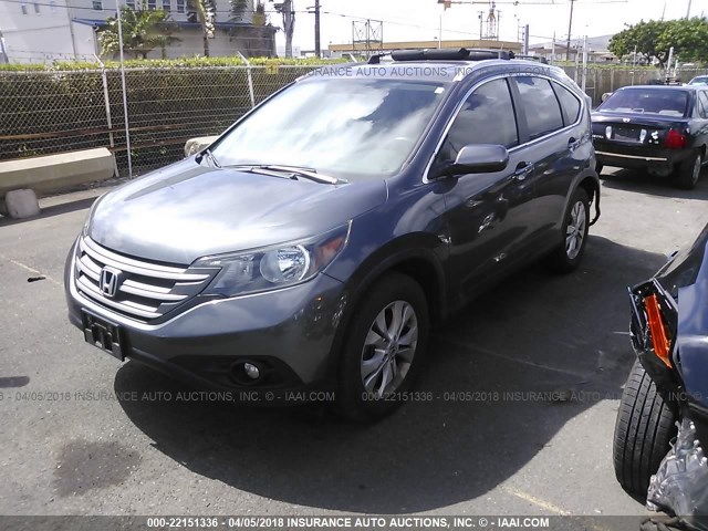 2HKRM3H71DH502992 - 2013 HONDA CR-V EXL GRAY photo 2