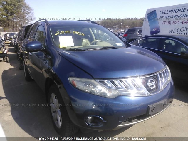 JN8AZ1MW8AW121862 - 2010 NISSAN MURANO S/SL/LE BLUE photo 1