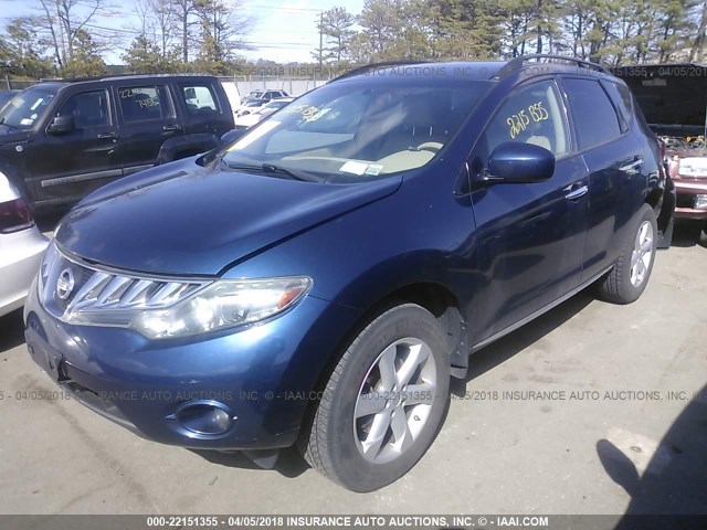 JN8AZ1MW8AW121862 - 2010 NISSAN MURANO S/SL/LE BLUE photo 2