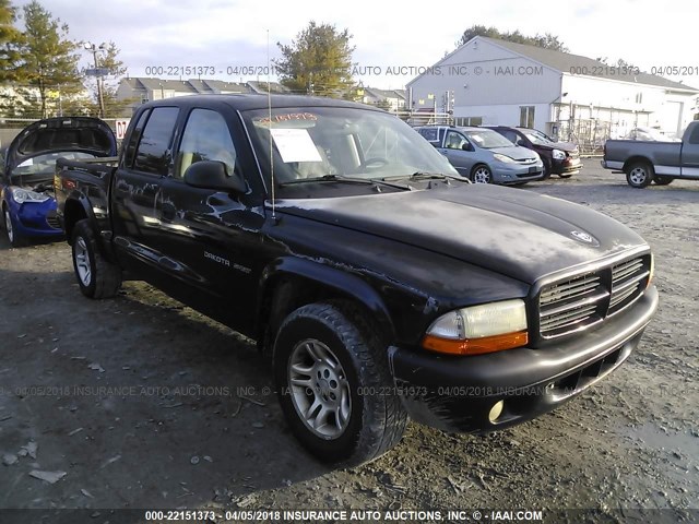 1B7HL38X22S524125 - 2002 DODGE DAKOTA QUAD SPORT/QUAD R/T BLACK photo 1