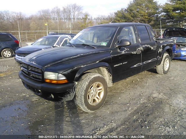 1B7HL38X22S524125 - 2002 DODGE DAKOTA QUAD SPORT/QUAD R/T BLACK photo 2