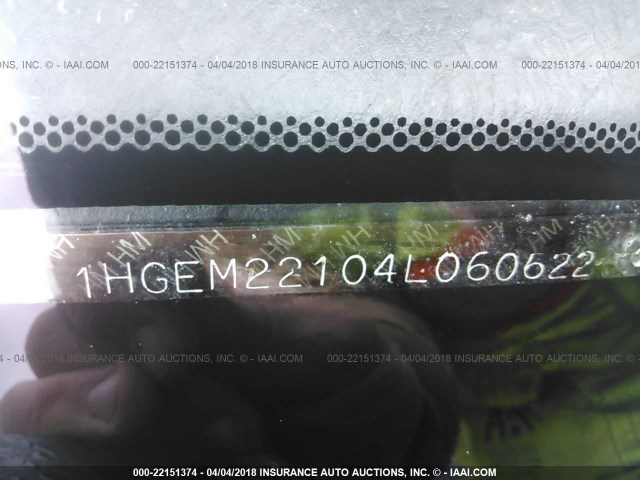 1HGEM22104L060622 - 2004 HONDA CIVIC DX VP BLACK photo 9