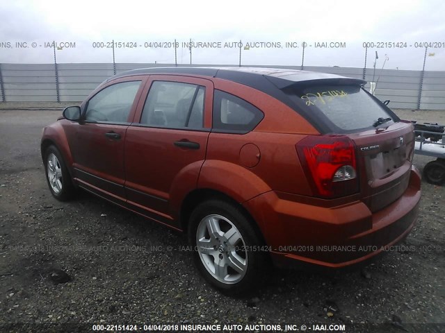 1B3HB48B77D253041 - 2007 DODGE CALIBER SXT ORANGE photo 3