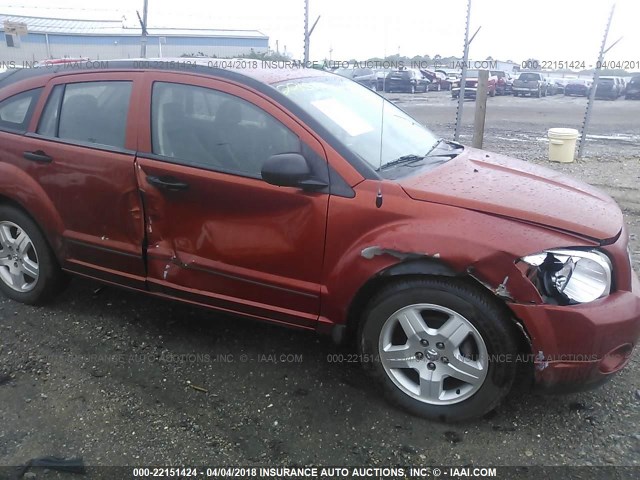 1B3HB48B77D253041 - 2007 DODGE CALIBER SXT ORANGE photo 6