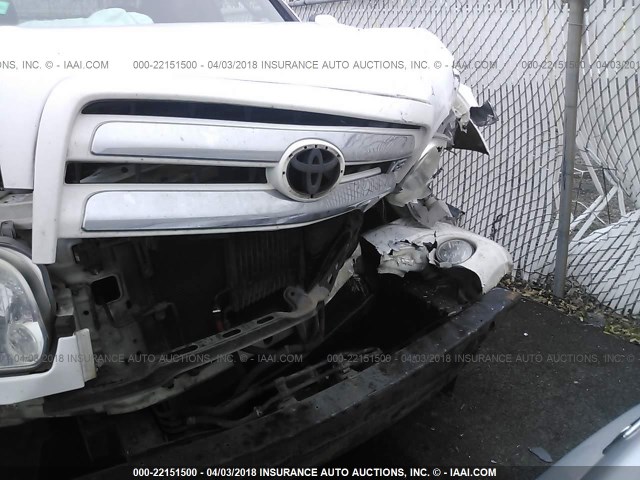 5TBDT44136S508545 - 2006 TOYOTA TUNDRA DOUBLE CAB SR5 WHITE photo 6