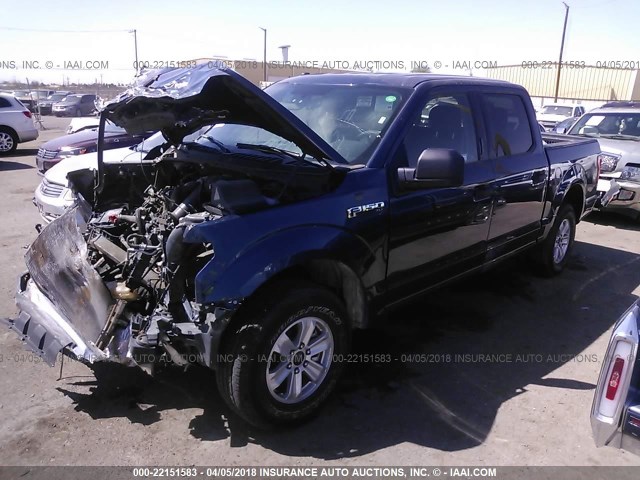 1FTEW1E87HFC04540 - 2017 FORD F150 SUPERCREW BLUE photo 2