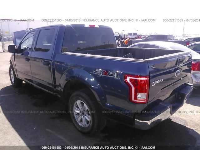 1FTEW1E87HFC04540 - 2017 FORD F150 SUPERCREW BLUE photo 3