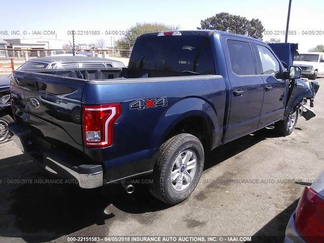 1FTEW1E87HFC04540 - 2017 FORD F150 SUPERCREW BLUE photo 4