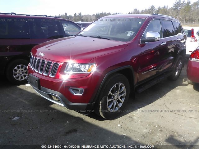 1C4RJFBG7EC363869 - 2014 JEEP GRAND CHEROKEE LIMITED RED photo 2