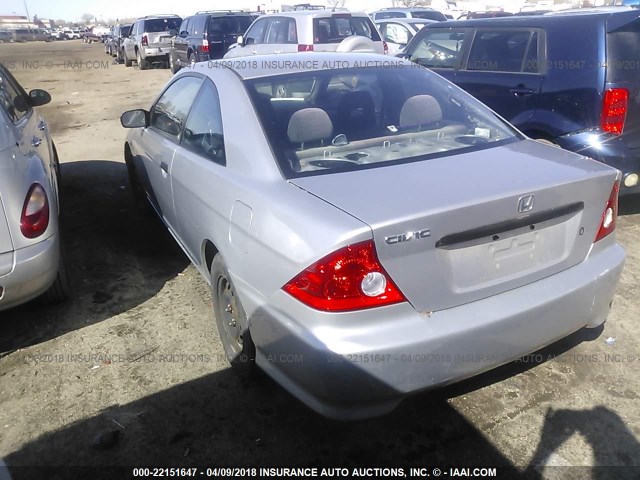 1HGEM221X5L040654 - 2005 HONDA CIVIC DX VP SILVER photo 3