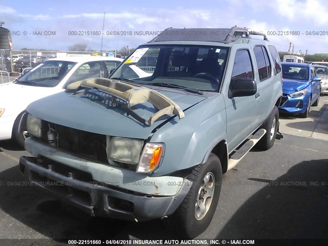 5N1ED28T61C500289 - 2001 NISSAN XTERRA XE/SE BLUE photo 2