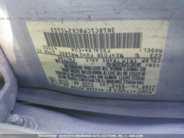 3N1BC1CP8CK295153 - 2012 NISSAN VERSA S/SL SILVER photo 9