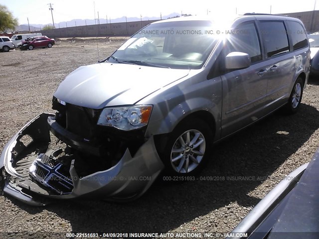 2C4RDGCG8DR771346 - 2013 DODGE GRAND CARAVAN SXT SILVER photo 2