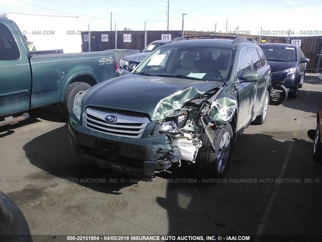 4S4BRBFC6A3335898 - 2010 SUBARU OUTBACK 2.5I PREMIUM GREEN photo 2