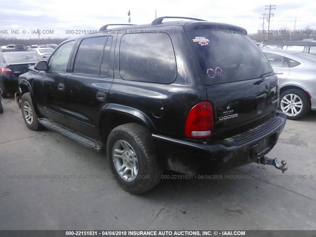 1D4HS48N83F569896 - 2003 DODGE DURANGO SLT BLACK photo 3