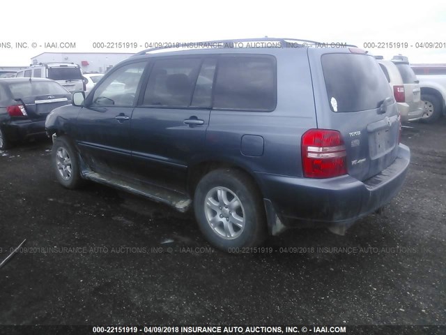 JTEHF21A920086539 - 2002 TOYOTA HIGHLANDER LIMITED BLUE photo 3