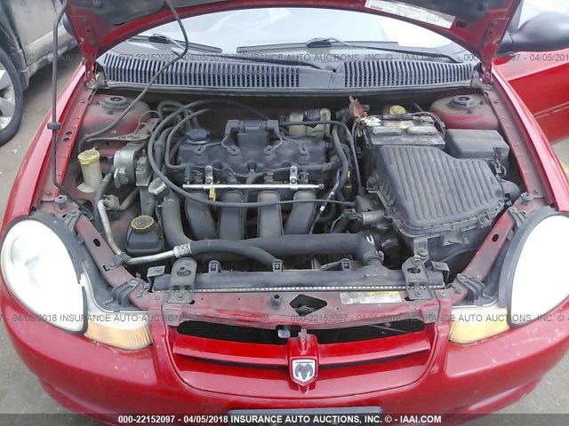 1B3AS46C02D640584 - 2002 DODGE NEON SE RED photo 10