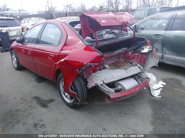 1B3AS46C02D640584 - 2002 DODGE NEON SE RED photo 3
