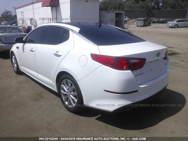 5XXGN4A70FG444277 - 2015 KIA OPTIMA EX WHITE photo 3