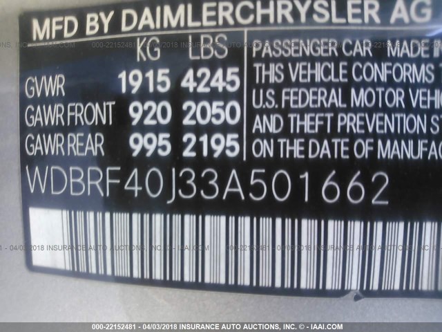 WDBRF40J33A501662 - 2003 MERCEDES-BENZ C 230K SPORT SEDAN SILVER photo 9