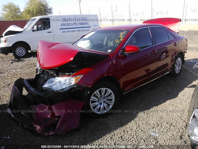 4T4BF1FK8DR284497 - 2013 TOYOTA CAMRY L/SE/LE/XLE RED photo 2