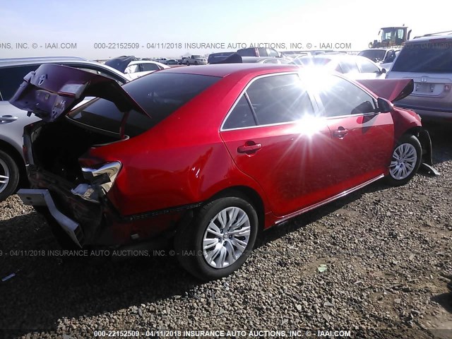 4T4BF1FK8DR284497 - 2013 TOYOTA CAMRY L/SE/LE/XLE RED photo 4