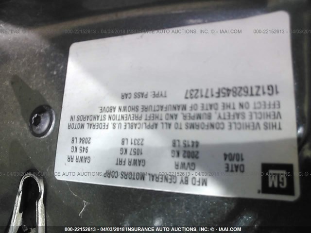 1G1ZT62845F171237 - 2005 CHEVROLET MALIBU MAXX LS GRAY photo 9