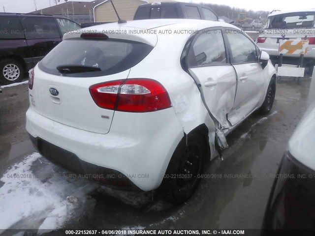 KNADM5A30D6135085 - 2013 KIA RIO LX WHITE photo 4