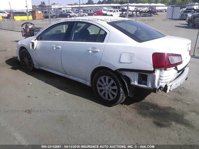 4A32B2FF0CE019713 - 2012 MITSUBISHI GALANT FE WHITE photo 3