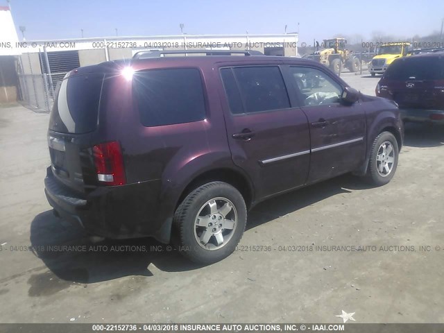 5FNYF38989B025216 - 2009 HONDA PILOT TOURING MAROON photo 4