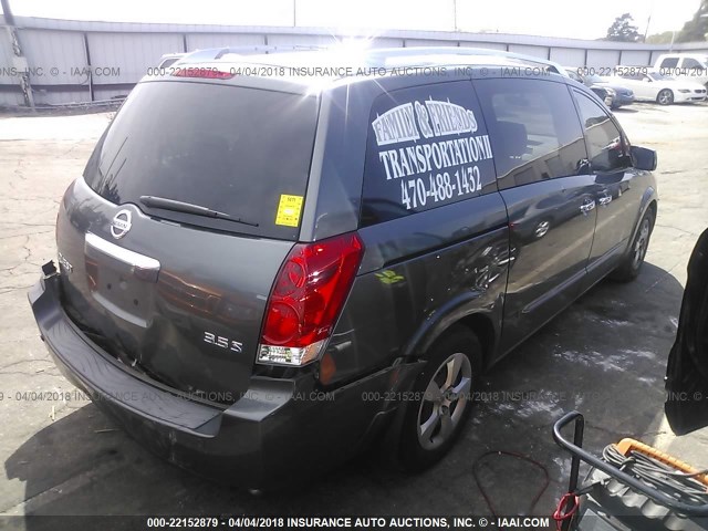 5N1BV28U67N127406 - 2007 NISSAN QUEST S/SE/SL GRAY photo 4