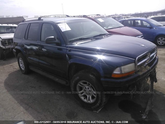 1B4HS48N82F186016 - 2002 DODGE DURANGO SLT BLUE photo 1