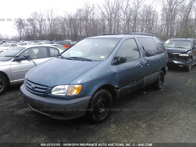 4T3ZF13C12U441992 - 2002 TOYOTA SIENNA LE/XLE Light Blue photo 2