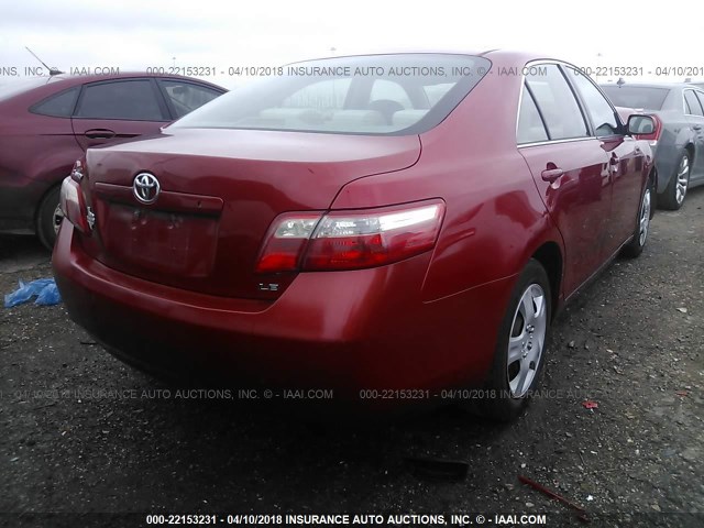 4T1BE46K77U123545 - 2007 TOYOTA CAMRY NEW GENERAT CE/LE/XLE/SE RED photo 4