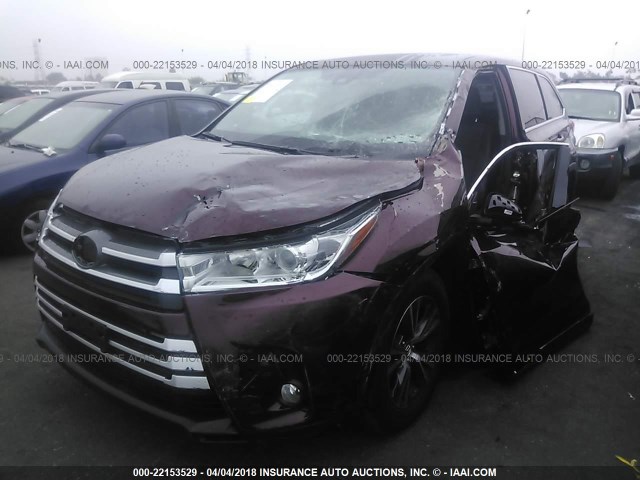 5TDZZRFH8JS244847 - 2018 TOYOTA HIGHLANDER LE/LE PLUS BURGUNDY photo 2