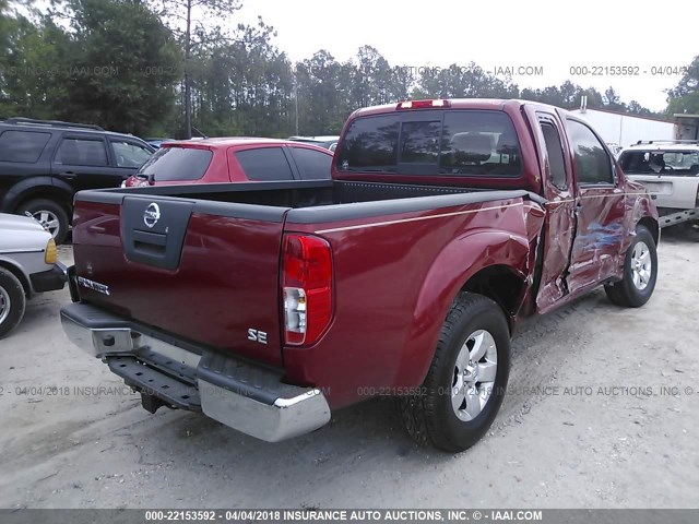 1N6AD0CU6AC435674 - 2010 NISSAN FRONTIER KING CAB SE/LE/NISMO RED photo 4
