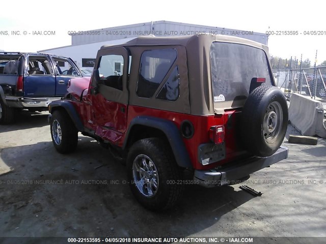 1J4FA29P41P370258 - 2001 JEEP WRANGLER / TJ SE RED photo 3