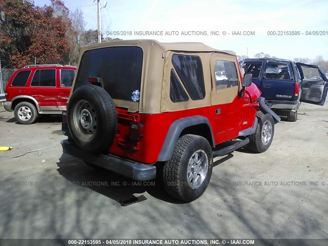 1J4FA29P41P370258 - 2001 JEEP WRANGLER / TJ SE RED photo 4