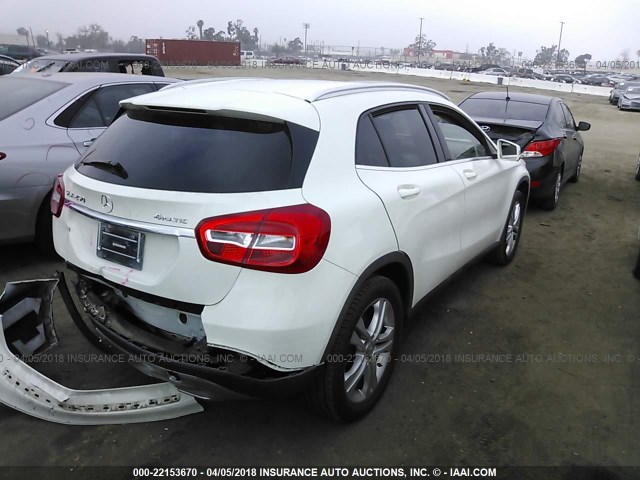 WDCTG4GB6FJ091196 - 2015 MERCEDES-BENZ GLA 250 4MATIC WHITE photo 4