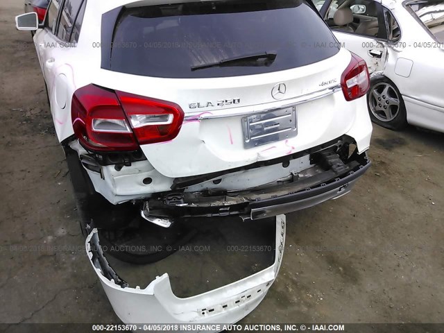 WDCTG4GB6FJ091196 - 2015 MERCEDES-BENZ GLA 250 4MATIC WHITE photo 6