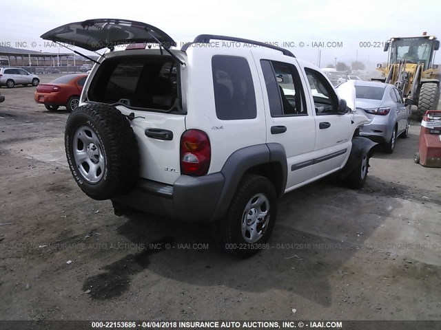 1J4GL48K22W144744 - 2002 JEEP LIBERTY SPORT WHITE photo 4