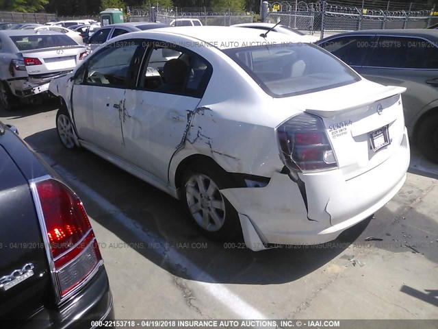 3N1AB6AP2CL733092 - 2012 NISSAN SENTRA 2.0/2.0S/SR/2.0SL WHITE photo 3