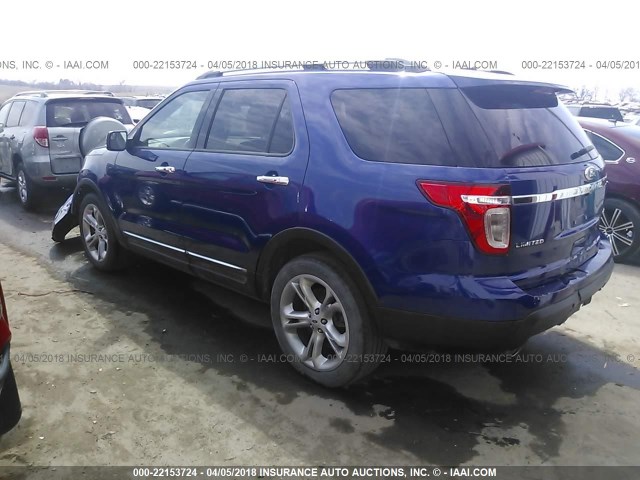 1FM5K7F84DGC40053 - 2013 FORD EXPLORER LIMITED ლურჯი ფოტო 3