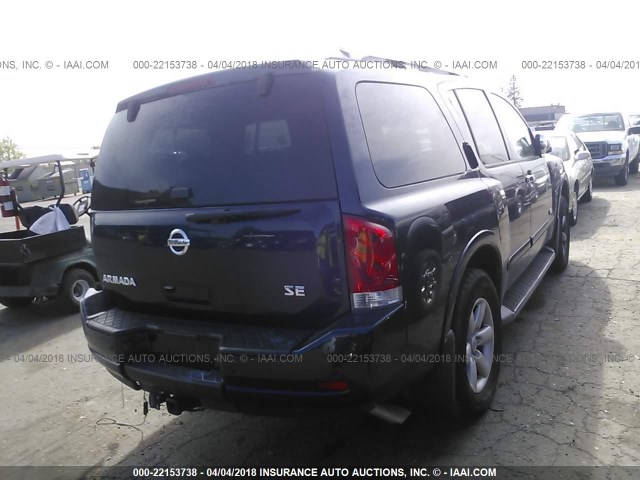 5N1AA08CX8N611504 - 2008 NISSAN ARMADA SE/LE BLUE photo 4