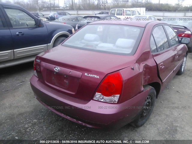 KMHDN46D74U775927 - 2004 HYUNDAI ELANTRA GLS/GT RED photo 4